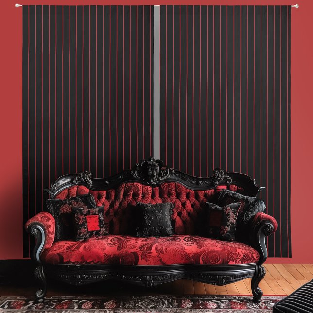 Gothic Dark Red Stripes on Black Background  Blackout Curtains (Creator Uploaded)