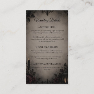 Gothic Dark Romance Wedding Enclosure Card