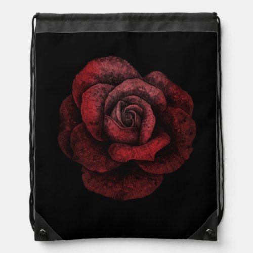 Gothic Dark Rose Drawstring Backpack