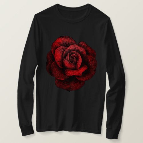 Gothic Dark Rose Long Sleeve T_Shirt
