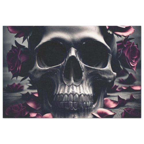 Gothic Dark Rose  Skull Tissue Paper