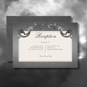 Gothic Dark Skeletons & Rose Heart Reception Enclosure Card