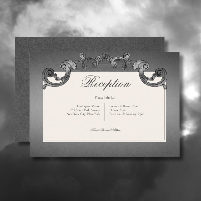Gothic Dark Skeletons & Rose Heart Reception Enclosure Card (Gothic Dark Skeletons & Rose Heart Wedding Reception Card)