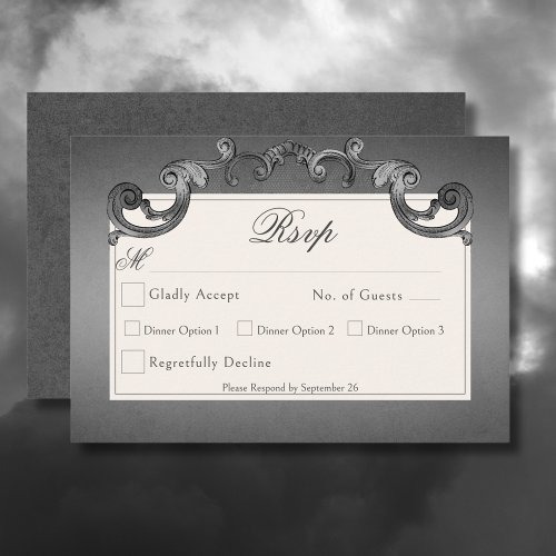 Gothic Dark Skeletons  Rose Heart Wedding RSVP Card
