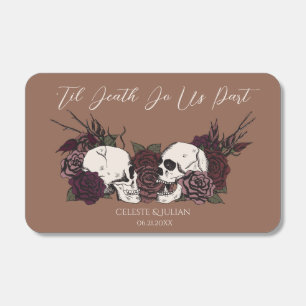 Gothic Dark Tan Brown Skull & Rose Wedding Matchboxes