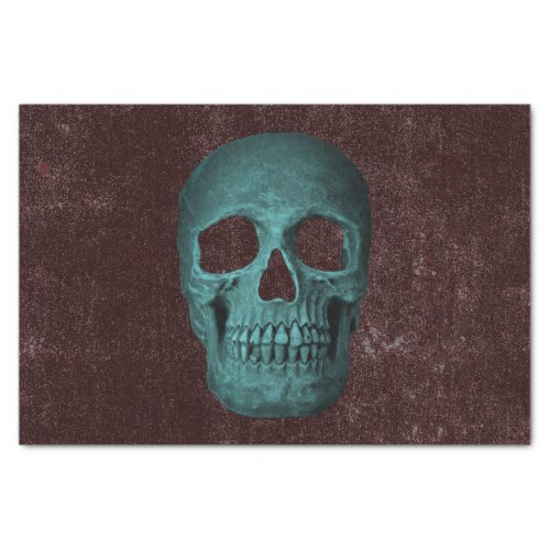 Gothic Dark Teal Brown Vintage Texture Skull Tissue Paper