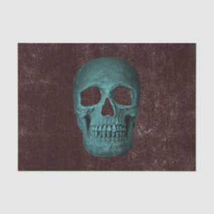 Gothic Dark Teal Brown Vintage Texture Skull Tissue Paper