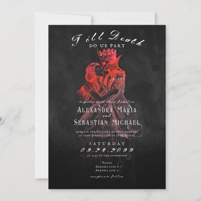 Gothic Dark Till Death Emo Whimsygoth  Wedding Invitation (Front)