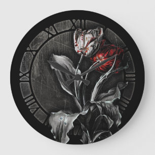 Gothic Dark tulips Large Clock