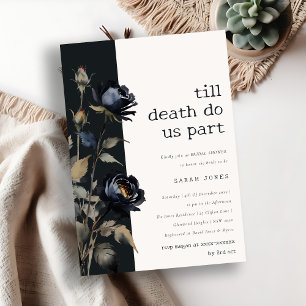 Gothic Dark Watercolor Black Rose Bridal Shower Invitation