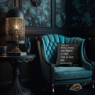 Gothic Dead Rose and Poe Quote Throw Pillow