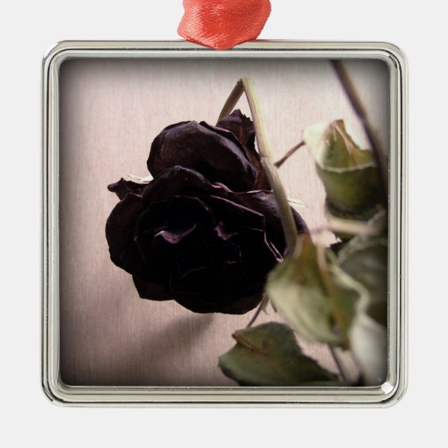 Gothic Dead Rose Metal Ornament (Front)