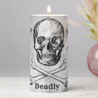 Gothic Deadly Skull and Crossed Bones Decor Candle