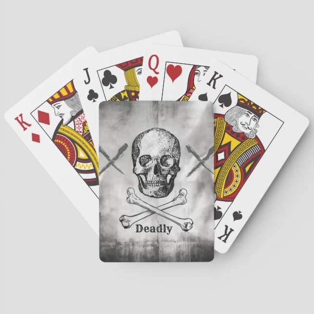 Gothic Deadly Skull and Crossed Bones Playing Card (Back)