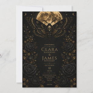 Gothic Death Moth Wedding - Dark Romance Romance Invitation