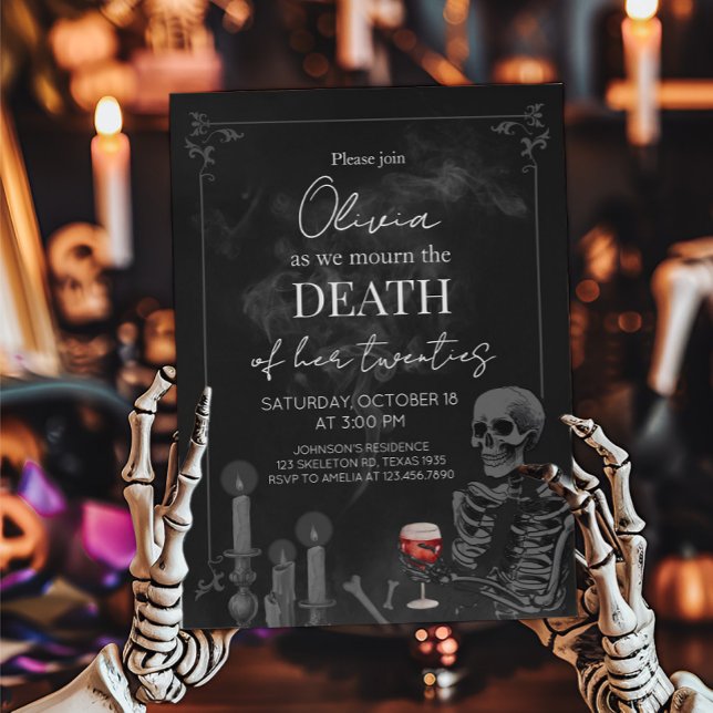 Gothic Death to my 20s Birthday  Invitation (Death of my Twenties Birthday Party Invitation)