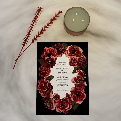 Gothic Decaying Roses on Black and White _ Wedding Invitation
