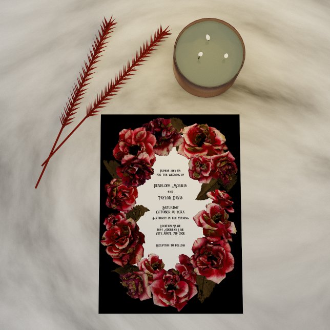 Gothic Decaying Roses on Black and White - Wedding Invitation (Creator Uploaded)