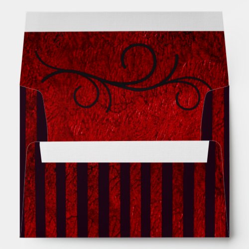 Gothic Deep Red Black Stripes  Wedding Invitation Envelope