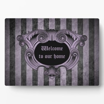 Gothic Design Black And Purple Welcome Sign Plaque by TheHopefulRomantic at Zazzle