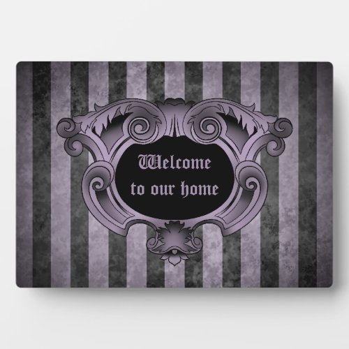 Gothic design black and purple welcome sign plaque