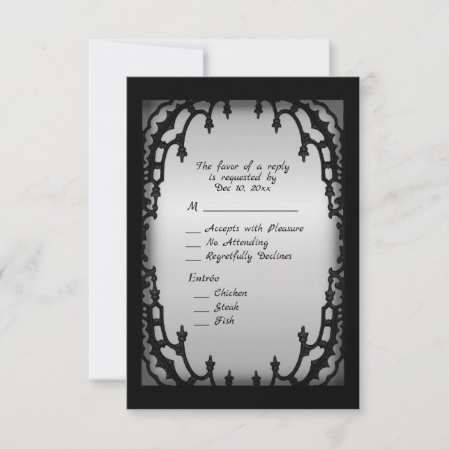 Gothic Design RSVP with Entree Choice (Front)