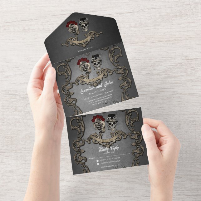 Gothic design with cool skulls f all in one invitation (Tearaway)