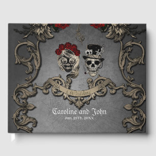 Gothic design with cool skulls  guest book