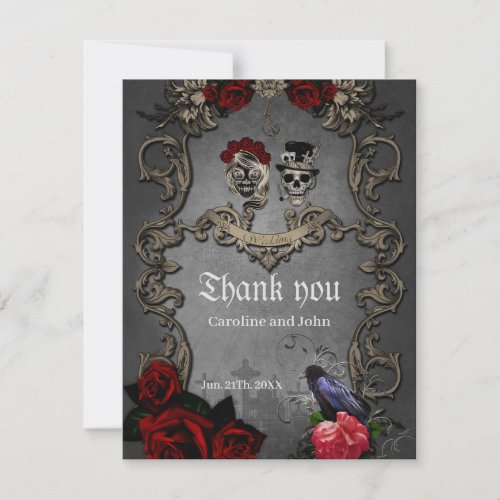 Gothic design with cool skulls thank you card