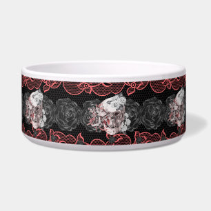 Gothic design with skulls,lace and black roses bowl