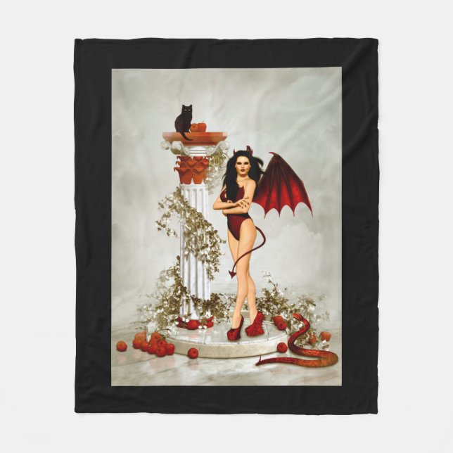 Gothic Devil Girl Temptation Fleece Blanket (Front)