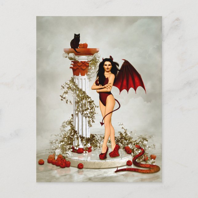Gothic Devil Girl Temptation Postcard (Front)