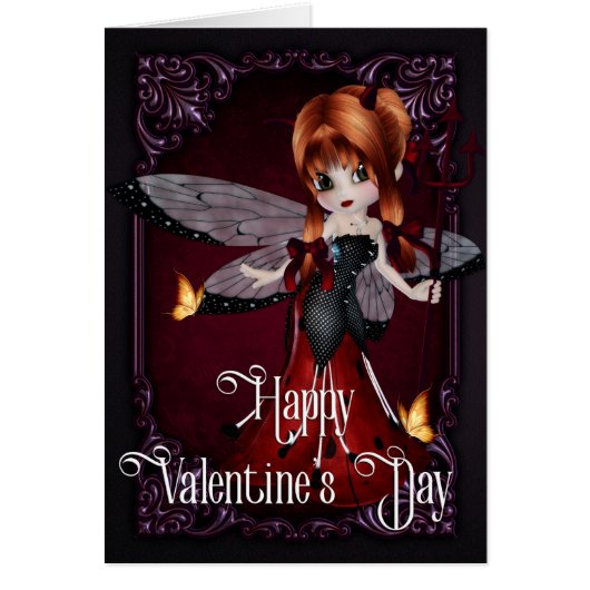 Gothic Devil Ladybug Happy Valentine's Day Card (Front)