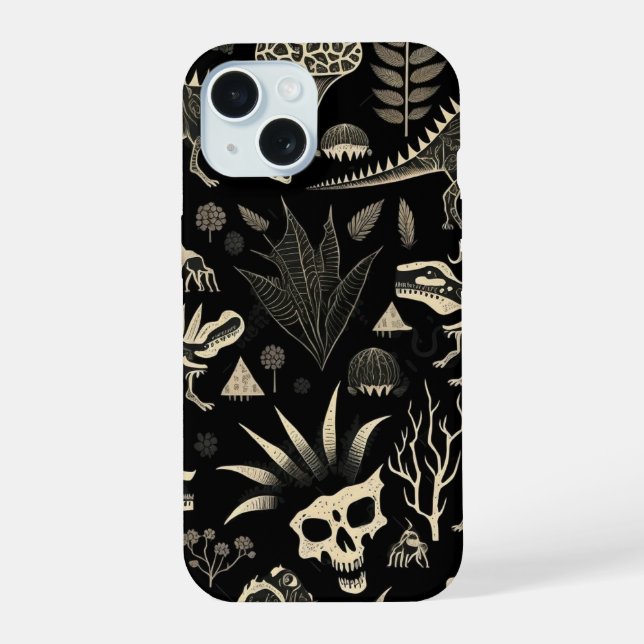Gothic Dinosaur Skeleton Engraving Pattern  Iphone Case (Back)