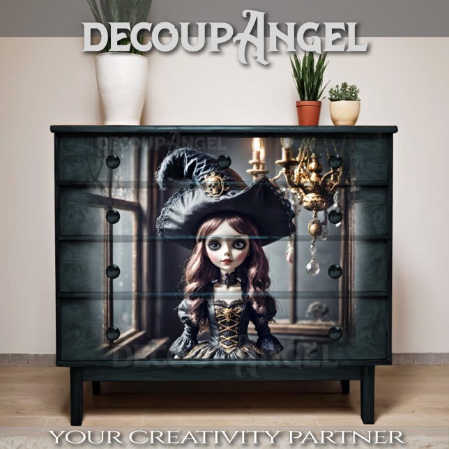 Gothic Doll in Haunted House - Decoupage - Tissue Paper (Creator Uploaded)