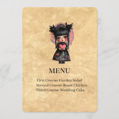 Gothic Doll Wedding Menu Card