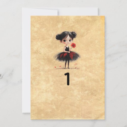 Gothic Doll Wedding Table Number Card