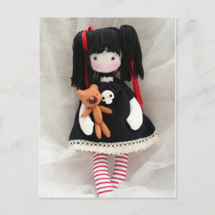 Gothic Doll with Teddy Bear Customizable Postcard
