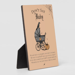 Gothic Don't Say Orange Baby Shower Game Plaque