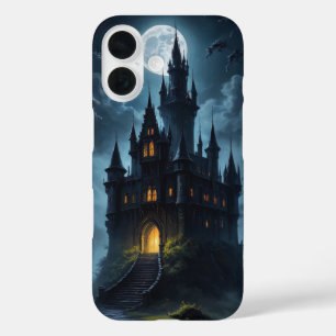Gothic Dracula castle at nith with moon cover