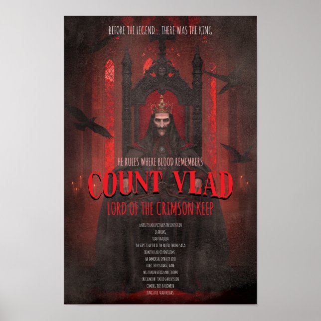 Gothic Dracula Count Vlad Horror Poster (Front)