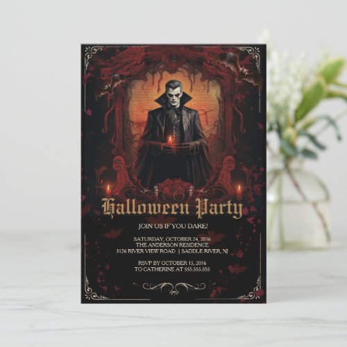 Gothic Dracula Halloween Party Invitation