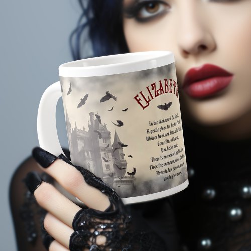 Gothic Draculas Castle Vintage Horror Halloween Giant Coffee Mug