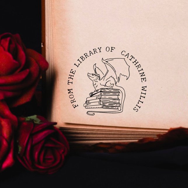 Gothic Dragon Custom Book From The Library Of Self-inking Stamp (Creator Uploaded)