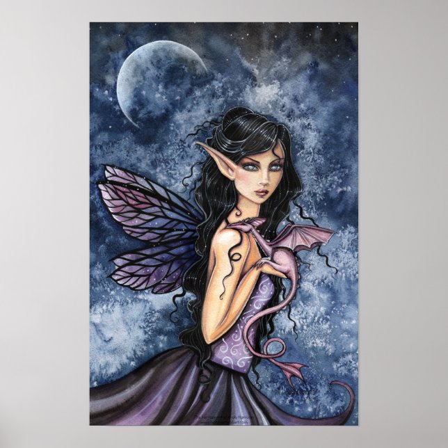 Gothic Dragon Fairy Art Poster by Molly Harrison (Front)