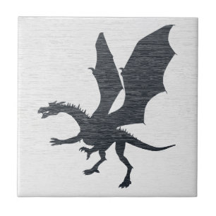 Gothic Dragon Silhouette Ceramic Tile