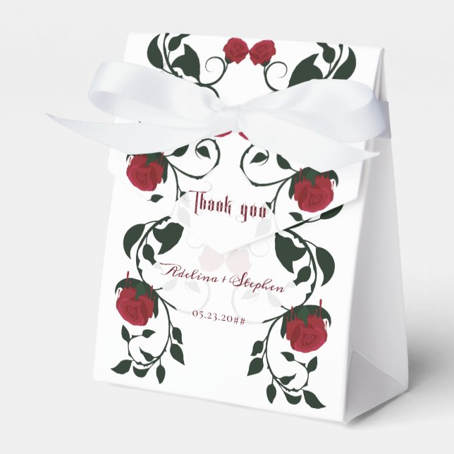 Gothic Dripping Bloody Roses Moody Wedding Favor Boxes (Front Side)