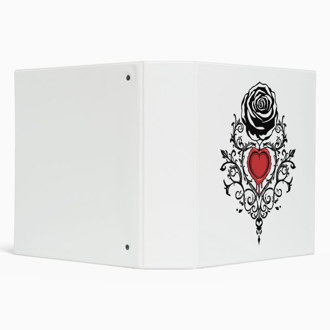Gothic Dripping Red Heart Rose Dark Romance 3 Ring Binder (Background)
