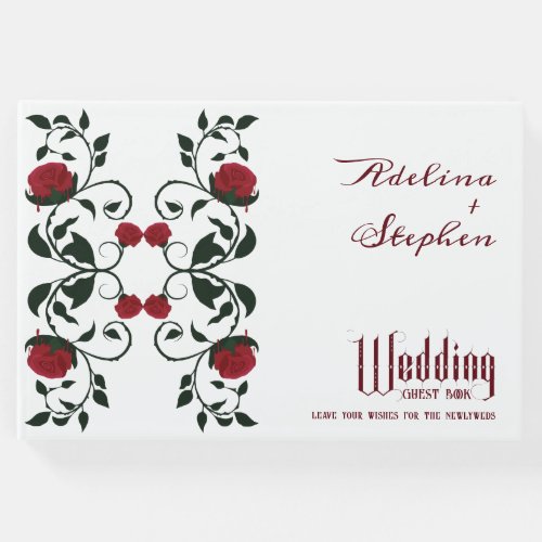 Gothic Dripping Red Roses Moody Wedding Guest Book