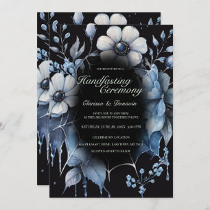 Gothic Dusty Blue Spider Floral Web Handfasting Invitation